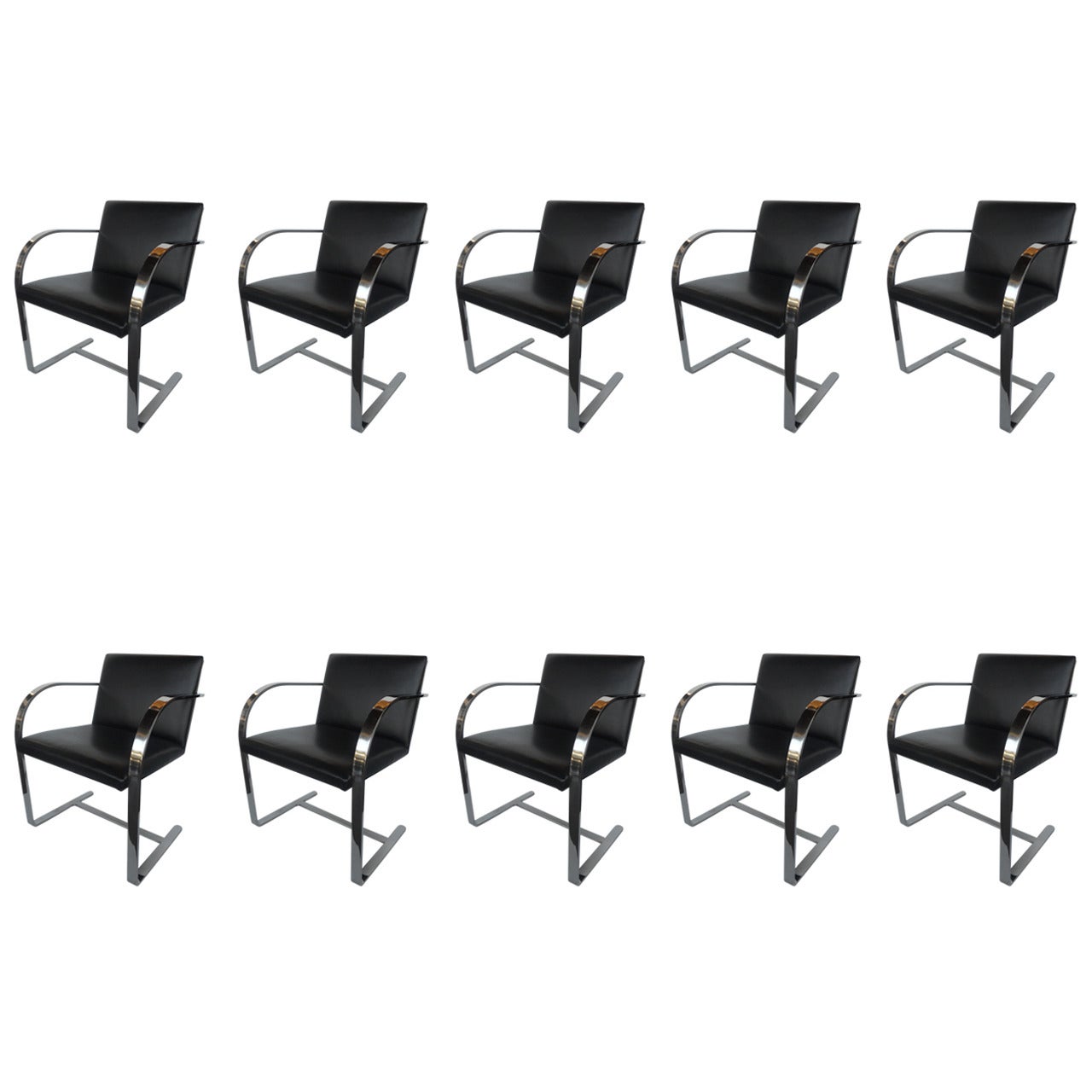 Fantastic Set of Ten Brno Chairs by Mies Van Der Rohe for Knoll International