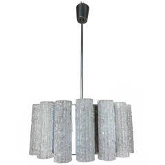 Marvelous Doria Glass Tubes and Chrome Chandelier 8