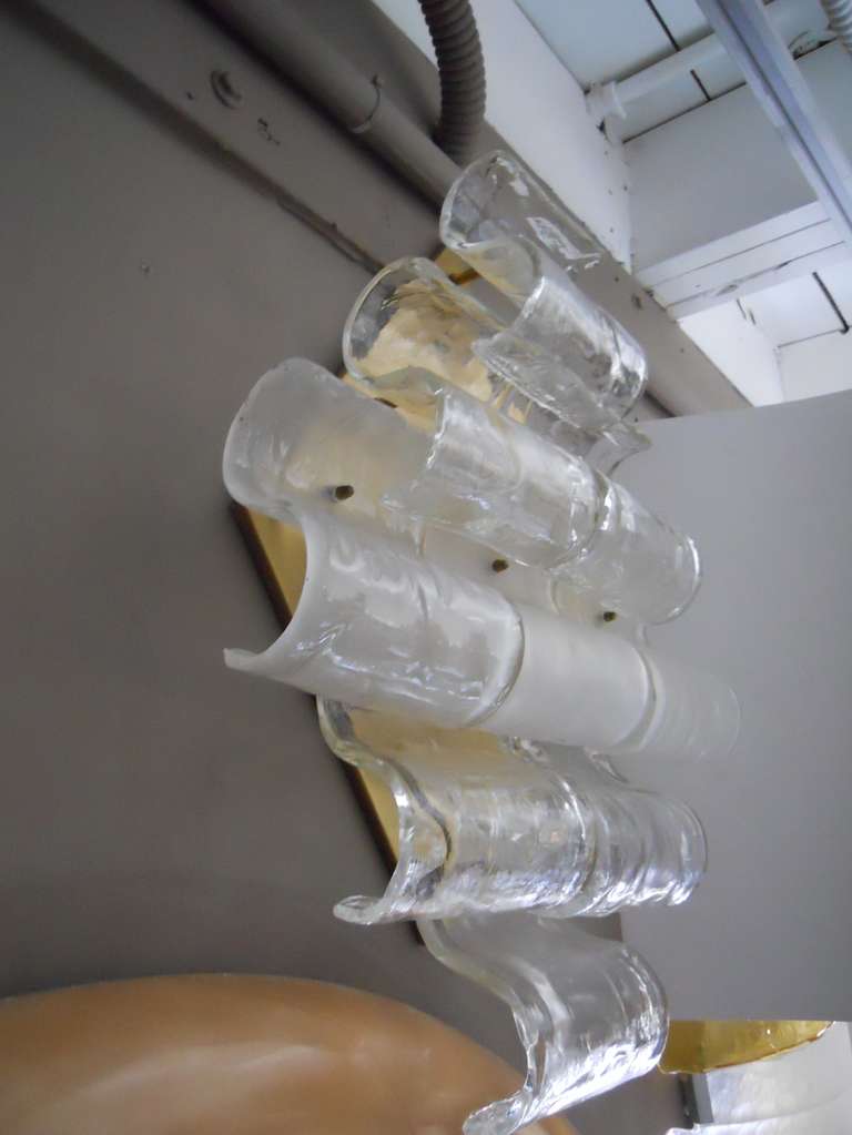 Wonderful Set of 8 Mazzega Frosted Wave Wall Sconces