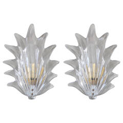 Pair of Vintage Art Deco Barovier and Toso Leaf Sconces