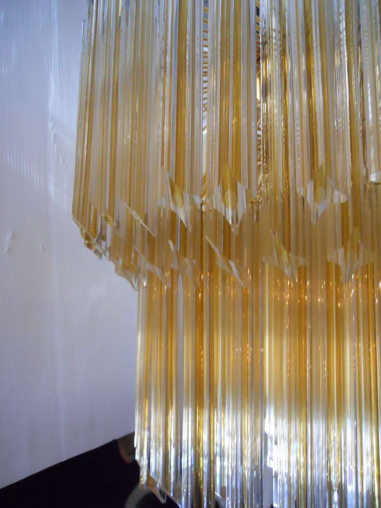 Mid-20th Century Magnificent Venini Gold Stripe Crystal Drum Chandelier