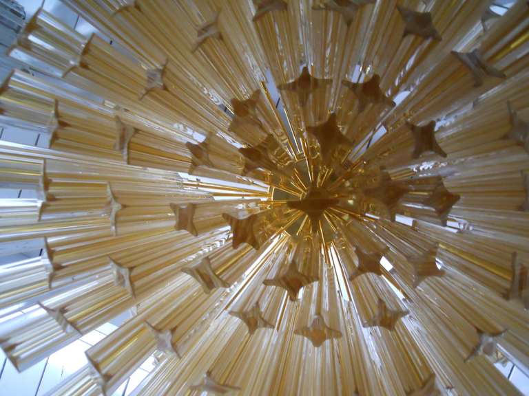 Magnificent Venini Gold Stripe Crystal Drum Chandelier 1