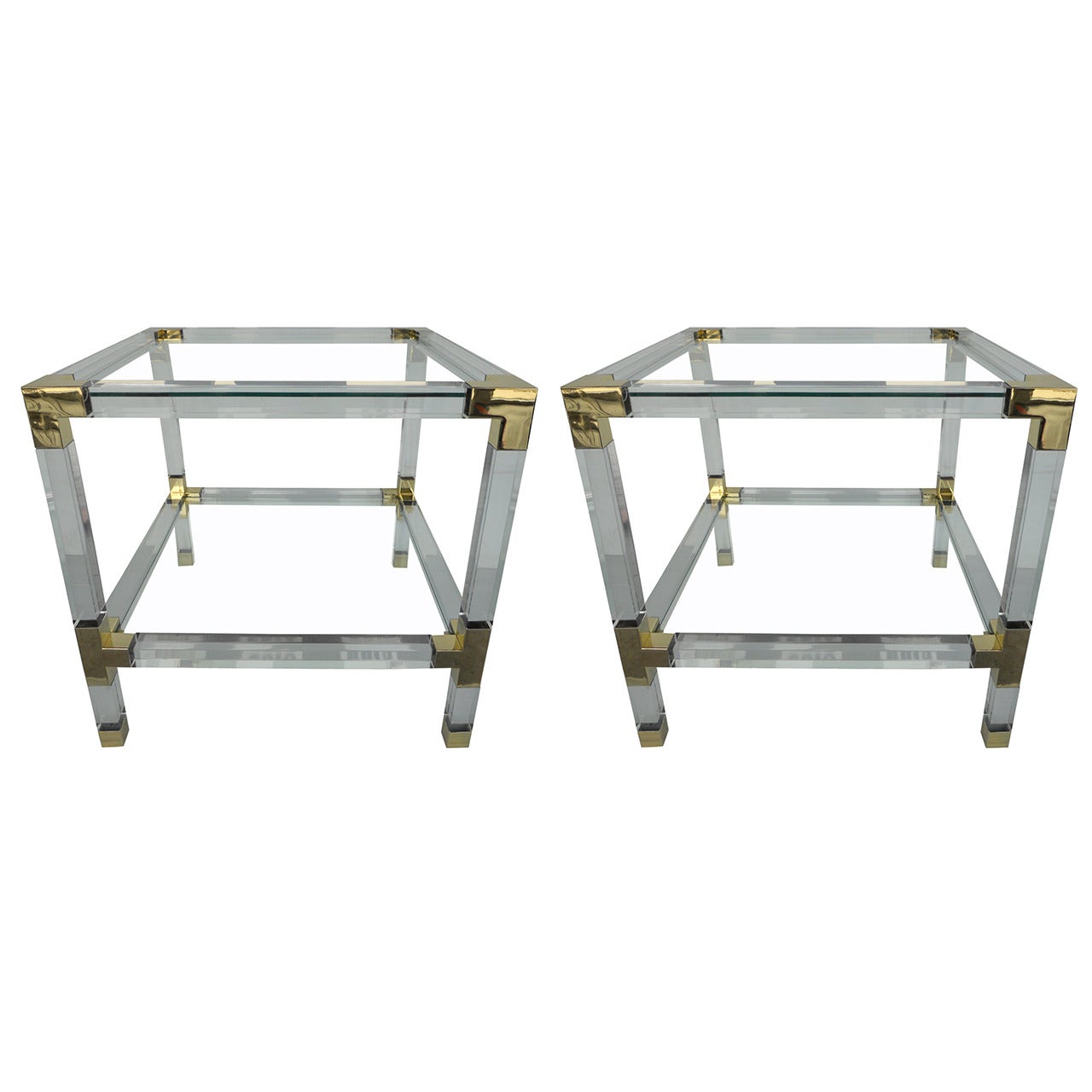 Pair of Charles Hollis Jones Metric Side Tables with Brass Hardware