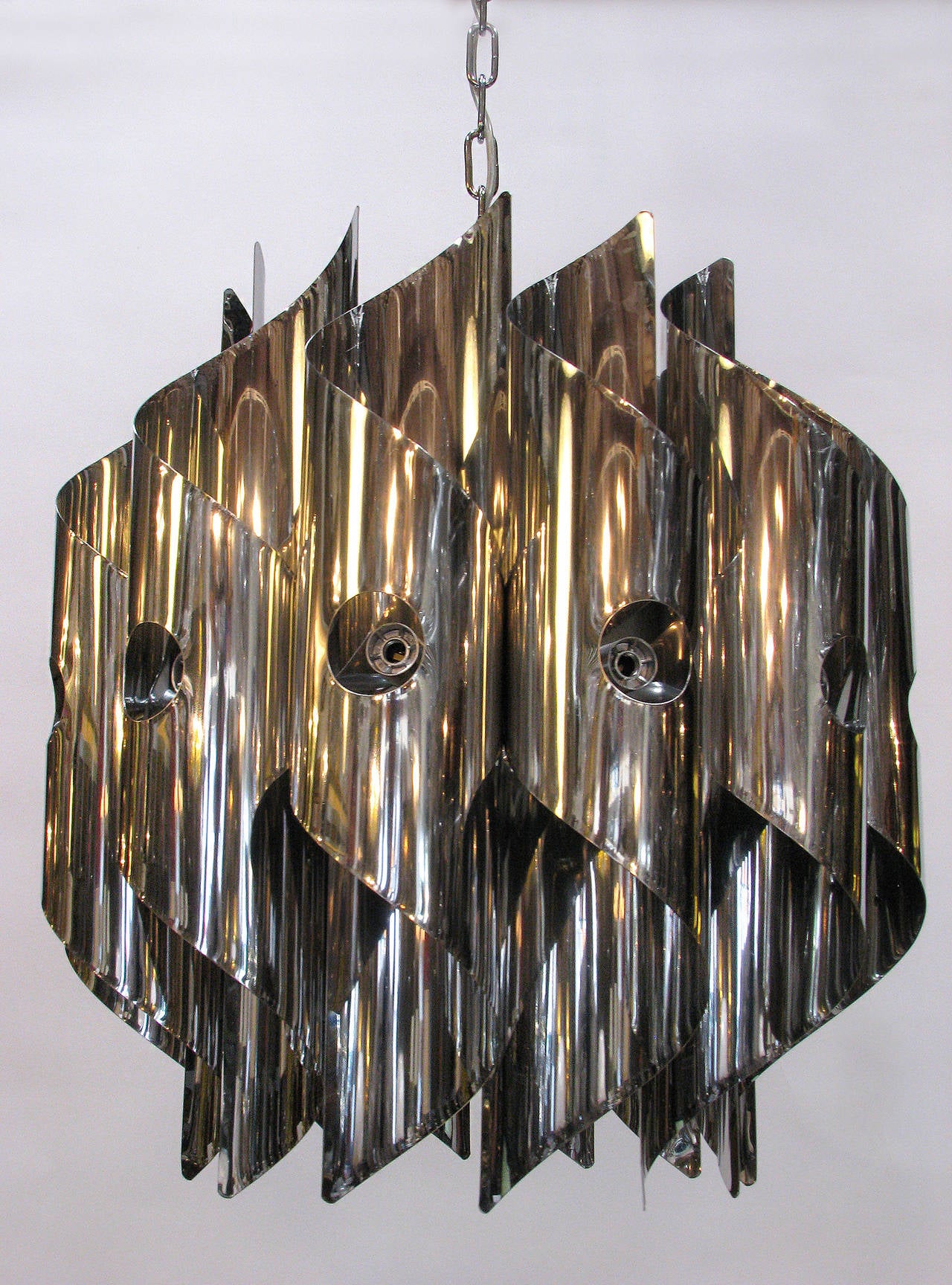 Italian Sciolari Chrome Spiral Chandelier