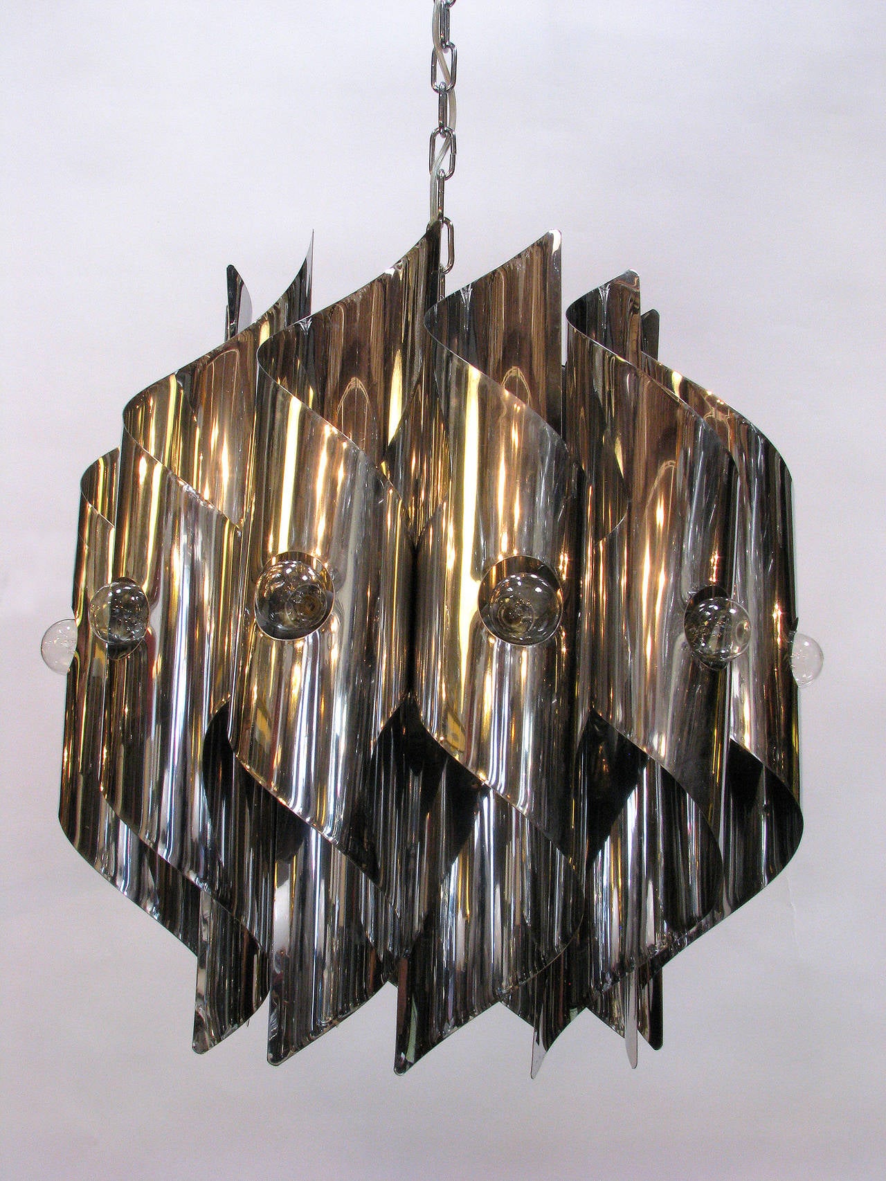 Sciolari Chrome Spiral Chandelier In Excellent Condition In Los Angeles, CA