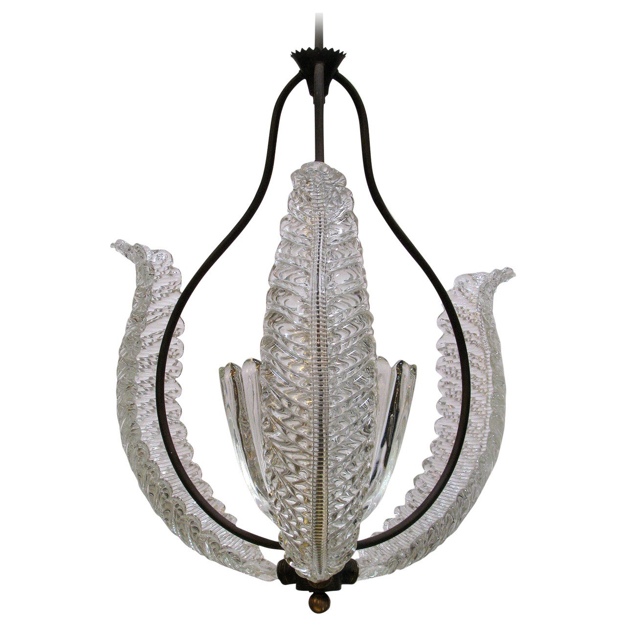 Barovier Glass Bell and Leaves Chandelier