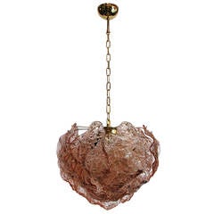 Mazzega Pink Bent Leaves Chandelier