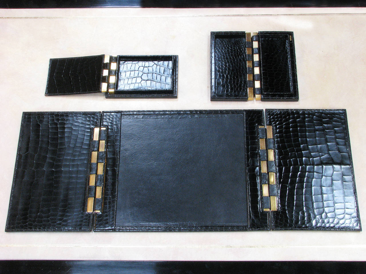 Leather Rare Hermes Blotter Desk Set