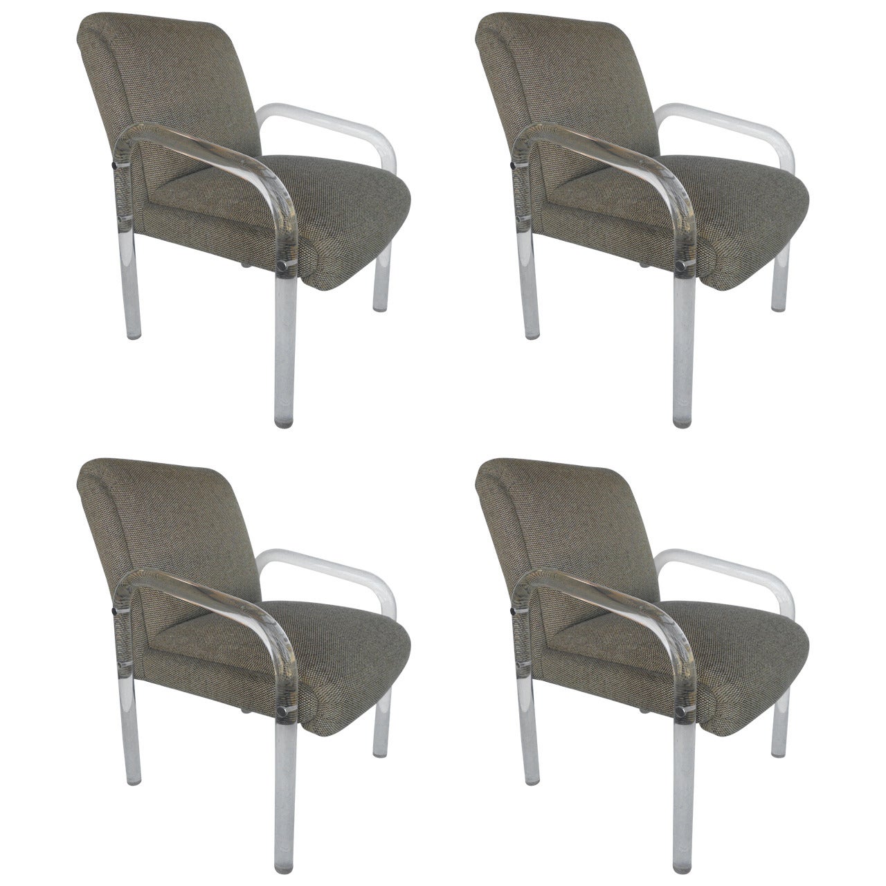 Set of Four Lucite Dining Chairs by Lion in Frost For Sale
