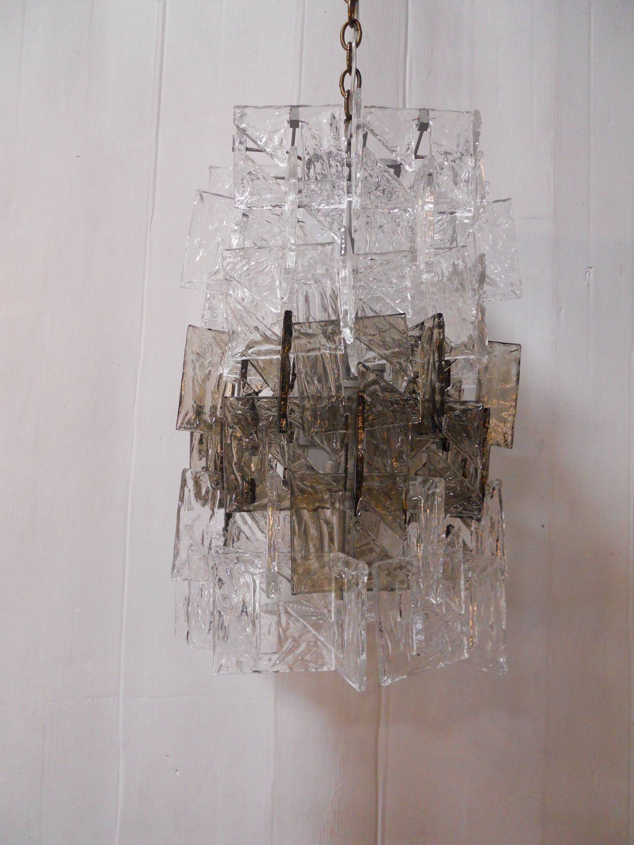 Mazzega Interlocking "C" lines Chandelier by Carlo Nason