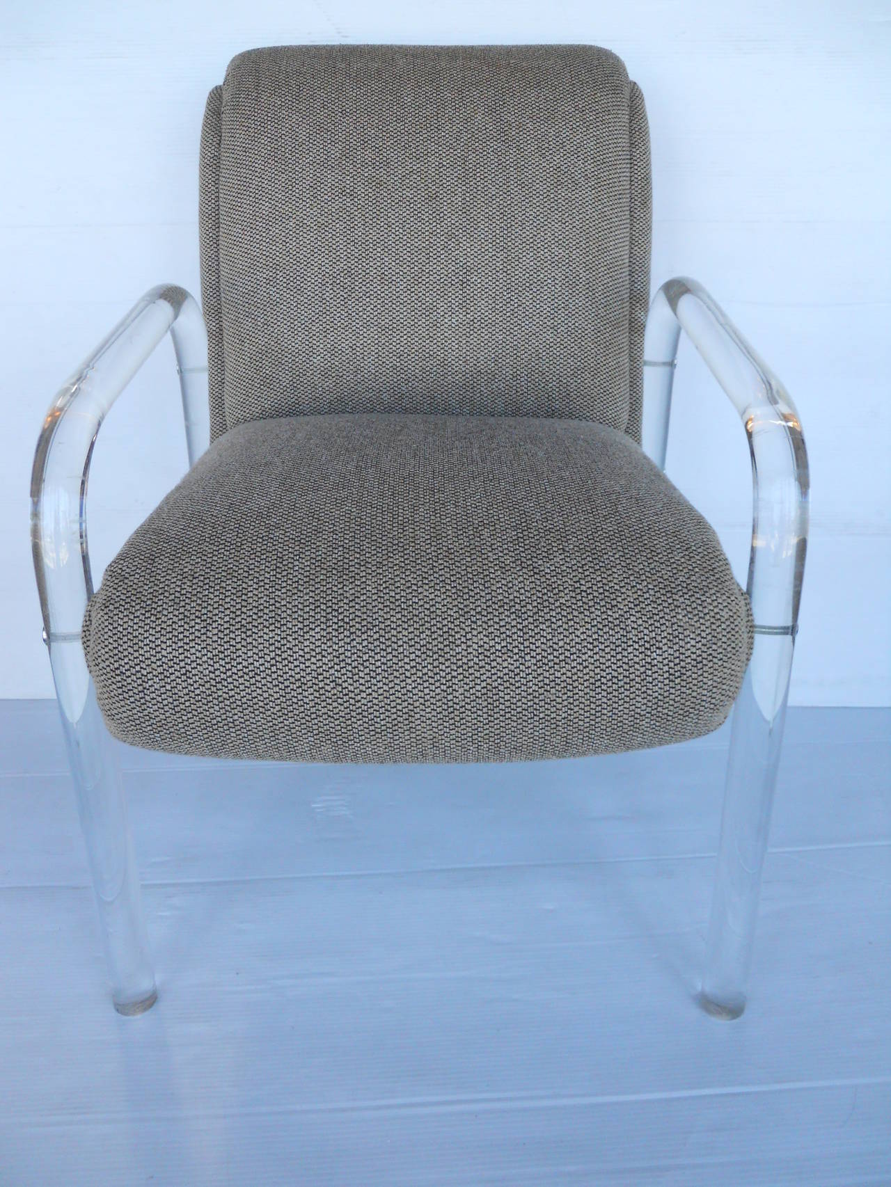 American Set of Four Lucite Dining Chairs by Lion in Frost For Sale