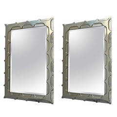 Pair of White Gold Leafed Mirrors by Bryan Cox