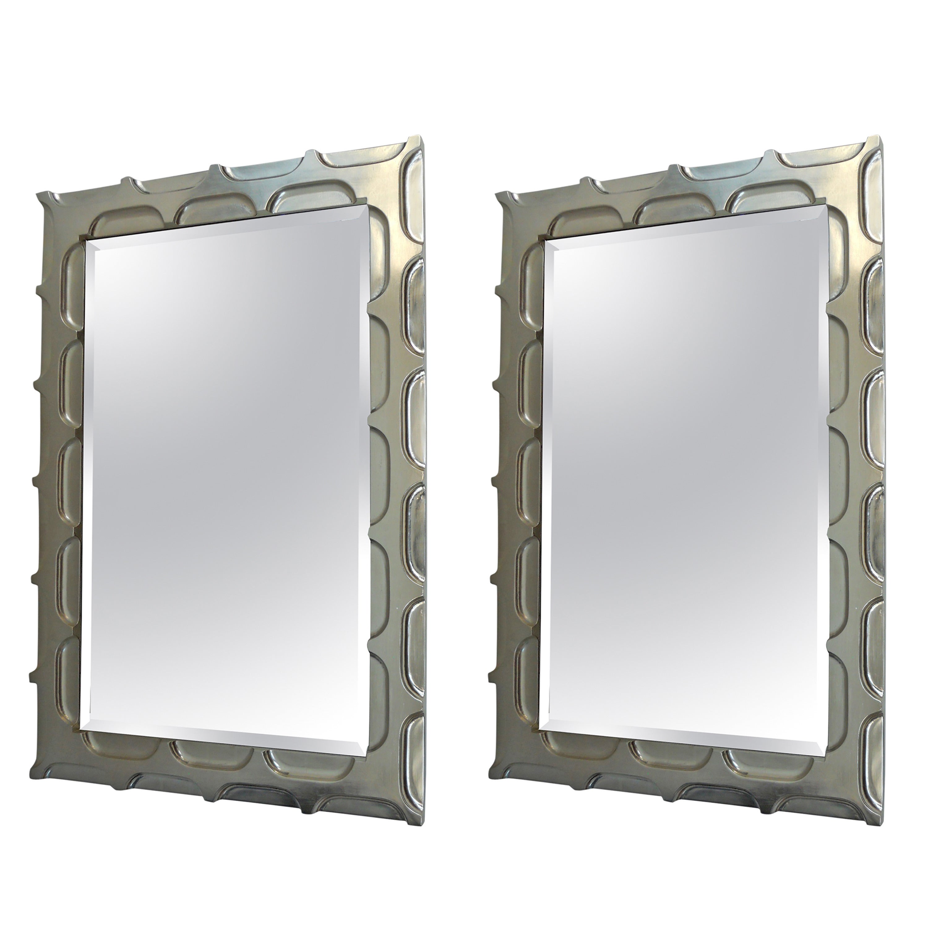 Pair of White Gold Leafed Mirrors by Bryan Cox