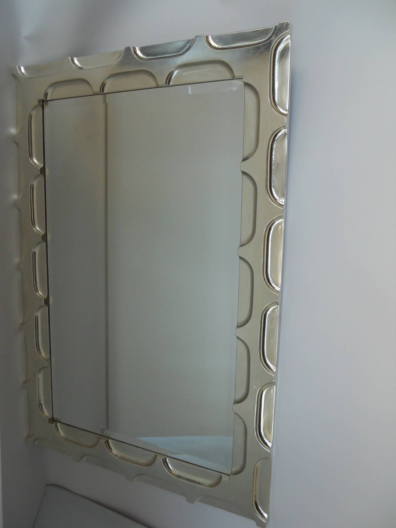 Pair of White Gold Leafed Mirrors by Bryan Cox In Excellent Condition In Los Angeles, CA