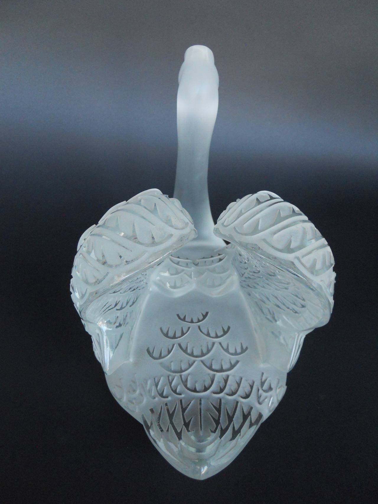 Set of Two Lalique Swan Head Up and Swan Head Down Sculptures In Excellent Condition In Los Angeles, CA