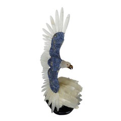 Soaring Eagle in White Quartz and Lapis