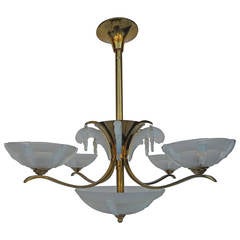 Italian Opalescent Glass Chandelier after Sabino 2
