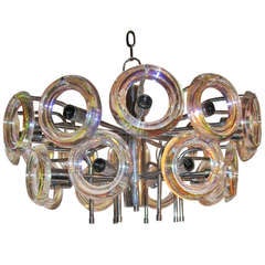 Fantastic Iridescent Disks Italian Chandelier
