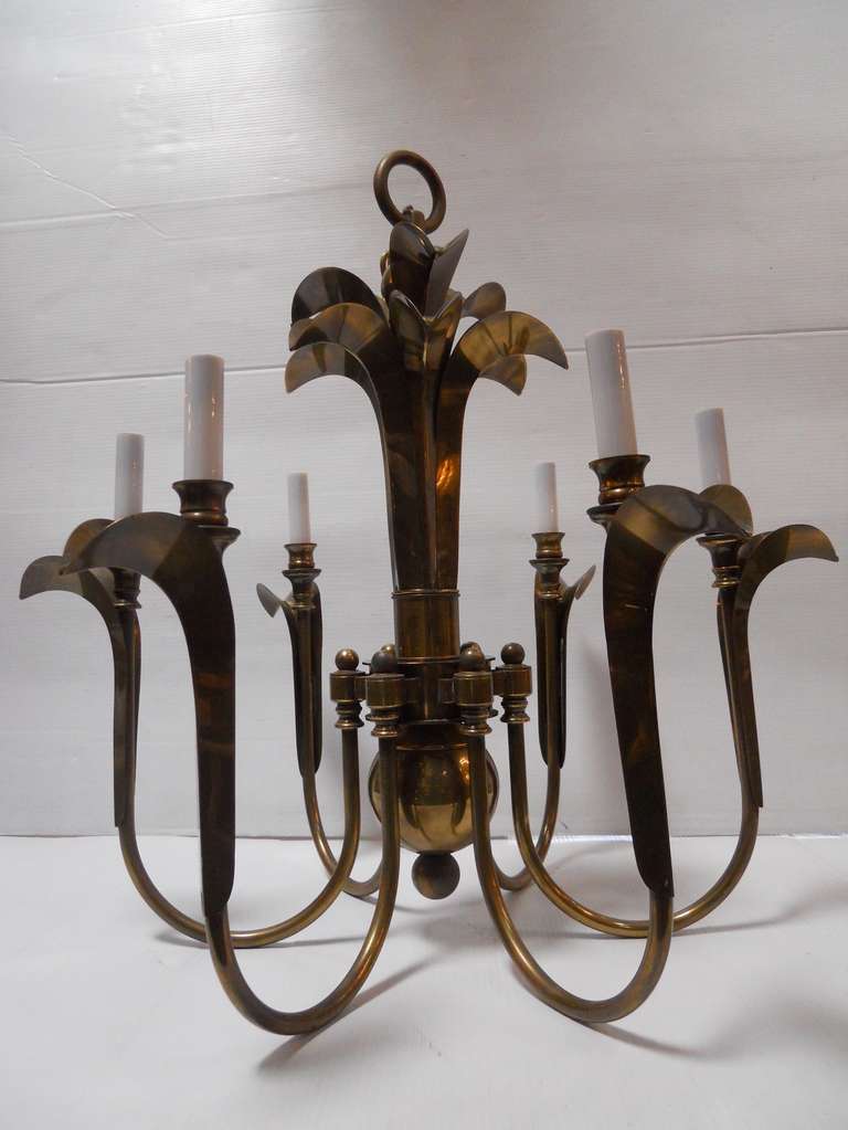 Charming Set of Six Brass Chandeliers <br />
Already rewired for U.S.