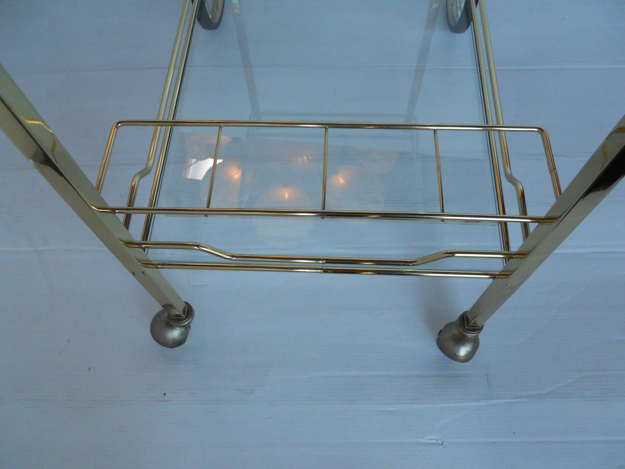 Sleek Italian Mid-Century Brass Bar Cart 4
