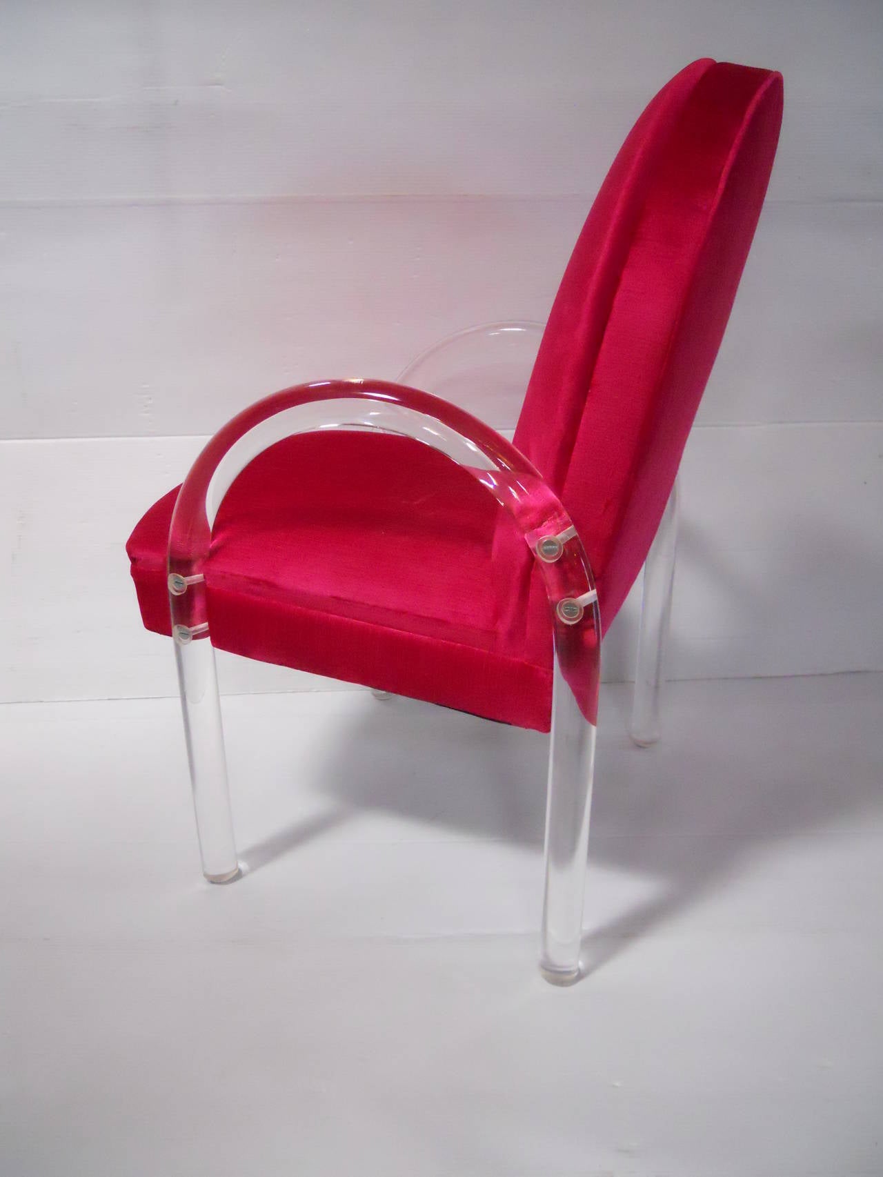 American Pair of Pace Collection Lucite Waterfall Dining Chairs