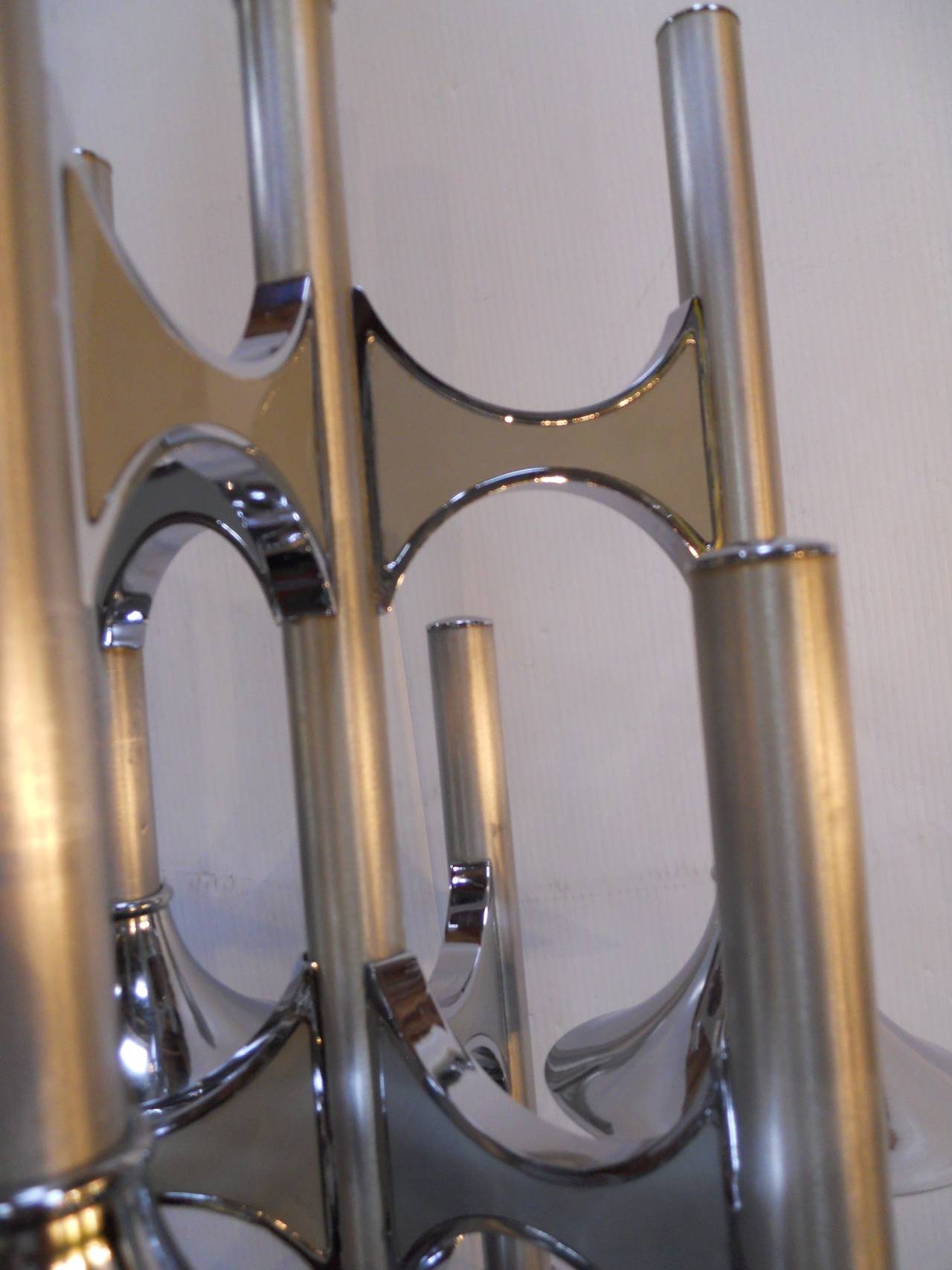 Chrome Sciolari Trumpet Chandelier For Sale