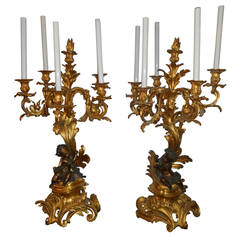 Pair of French Six-Light Candelabras Attributed to Victor Paillard