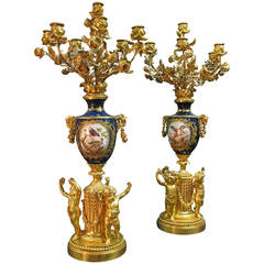 Pair of Sevres and Armolu Candelabras Signed Thomier
