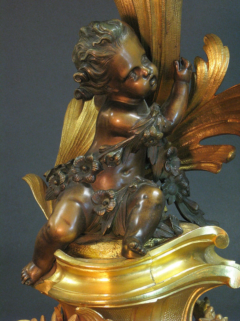 Pair of French Six-Light Candelabras Attributed to Victor Paillard In Excellent Condition In Los Angeles, CA