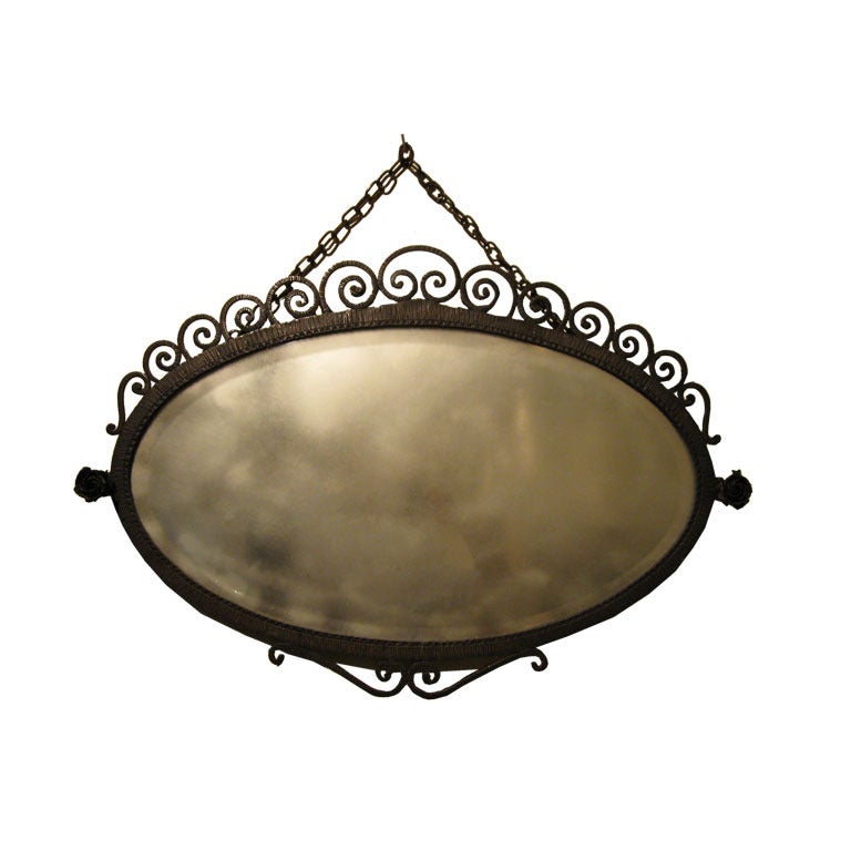 Wrought Iron Oval Mirror
