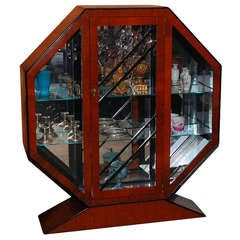 Hexagonal Cherry and Ebonized Wood Vitrine 7