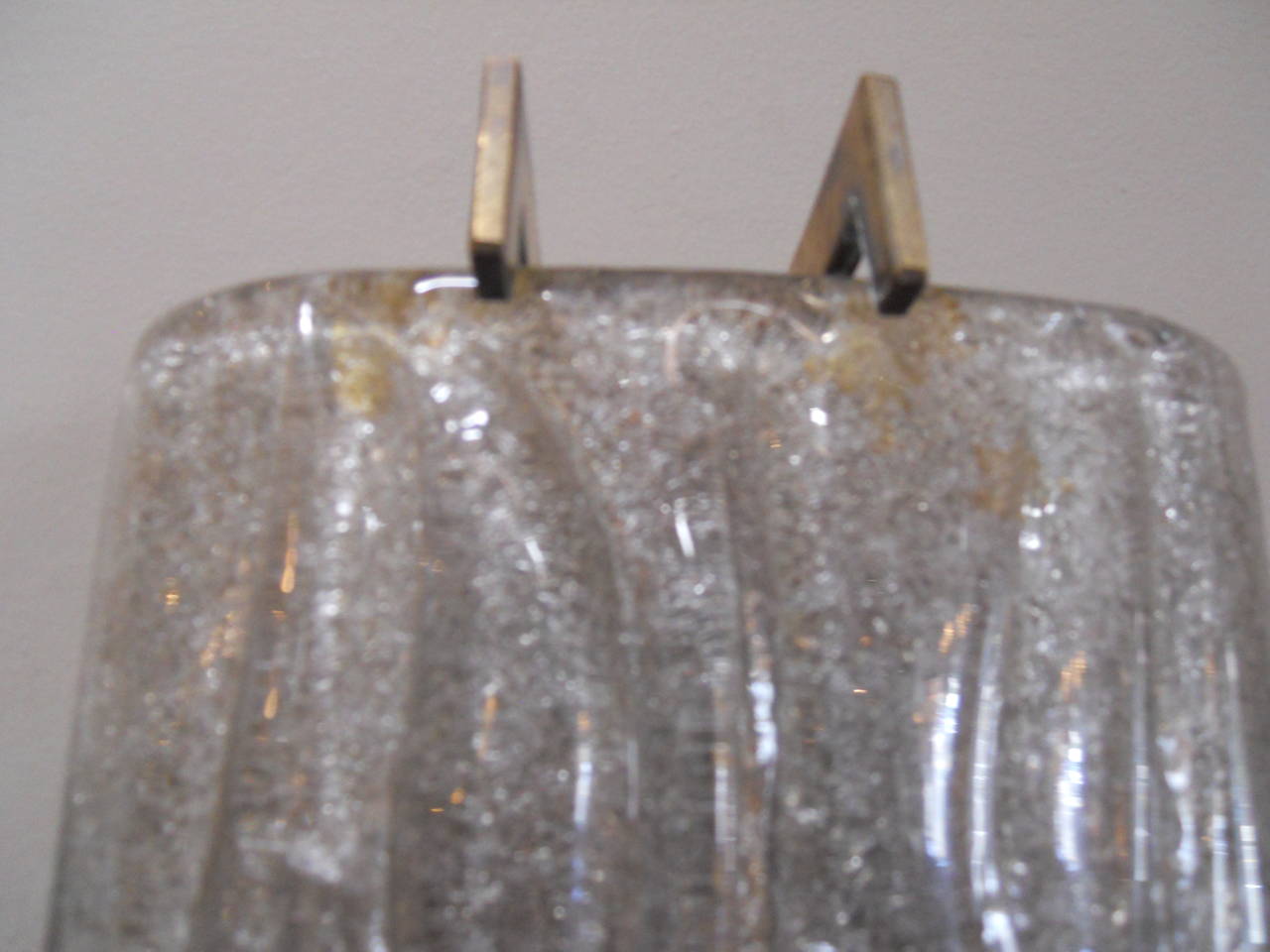 Set of Ten Mazzega Smoky Grey Curved Glass Sconces In Excellent Condition In Los Angeles, CA