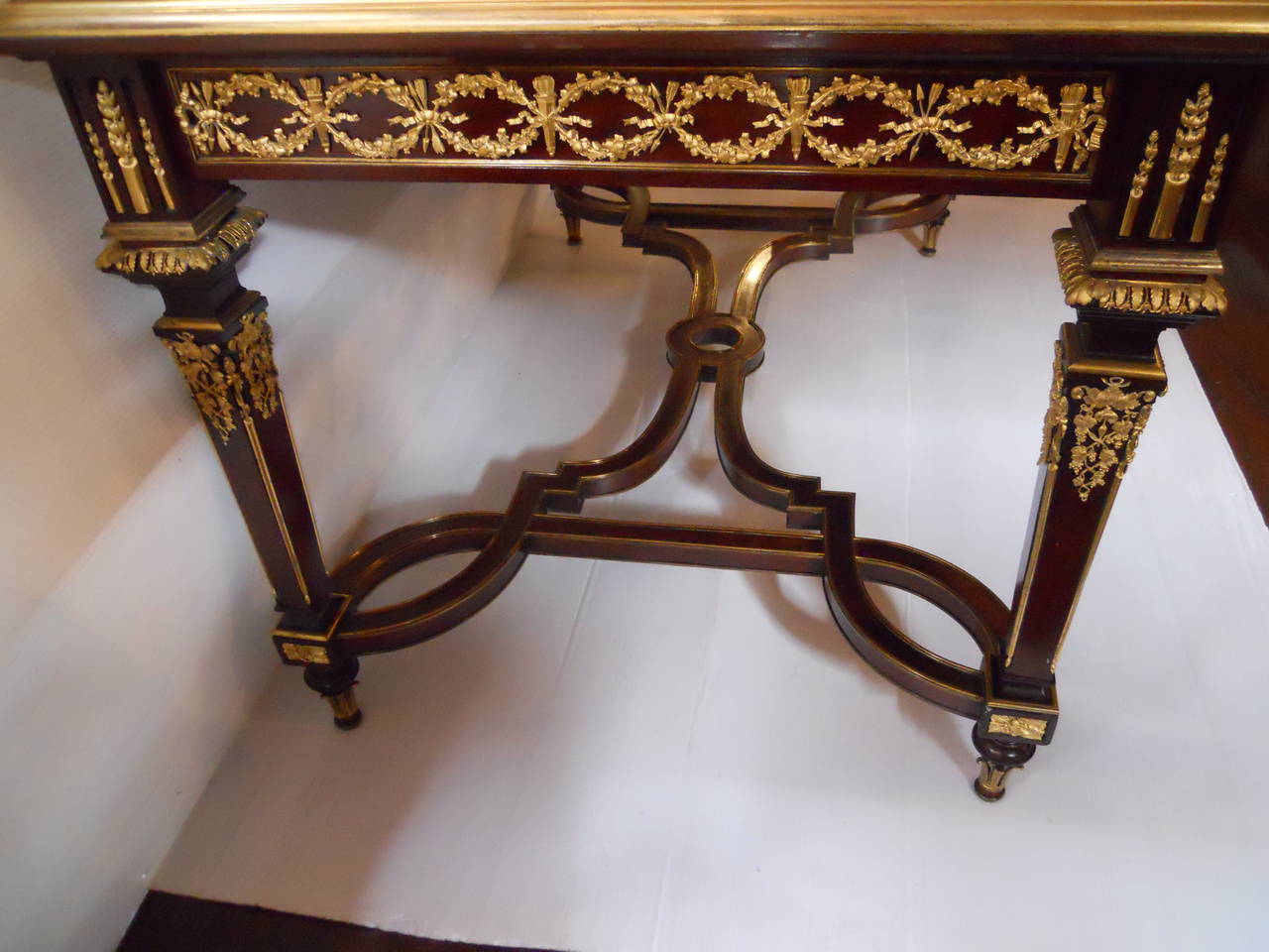 Louis XVI Style Gilt Bronze Mounted Center Table by Paul Sormani In Excellent Condition In Los Angeles, CA