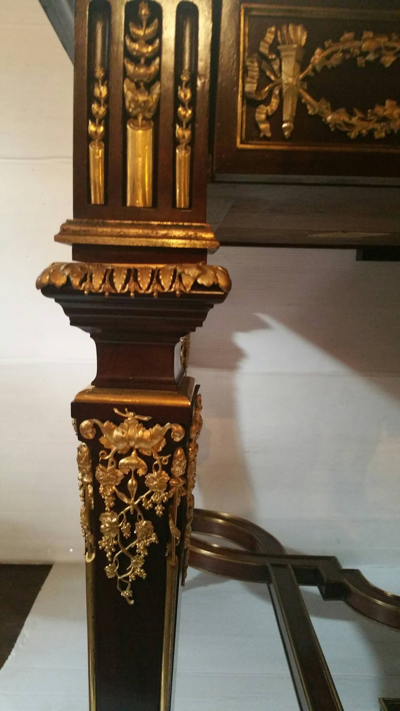 Wood Louis XVI Style Gilt Bronze Mounted Center Table by Paul Sormani