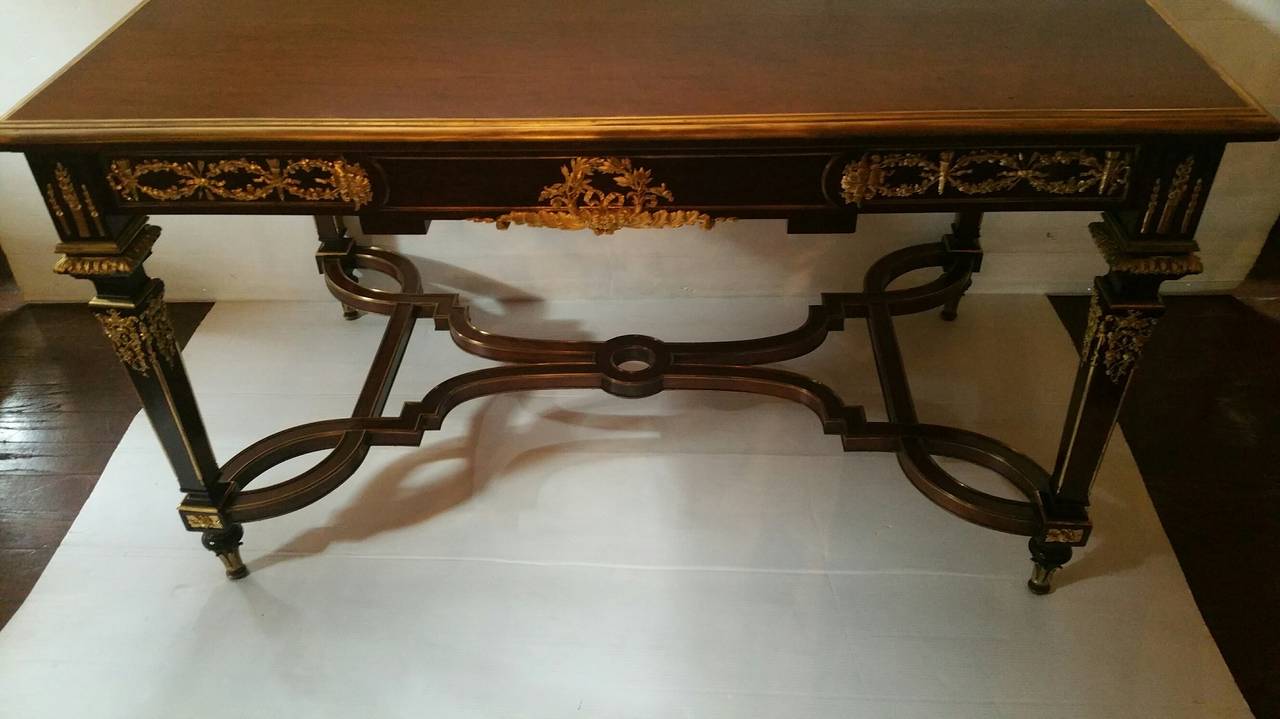 Louis XVI Style Gilt Bronze Mounted Center Table by Paul Sormani 3