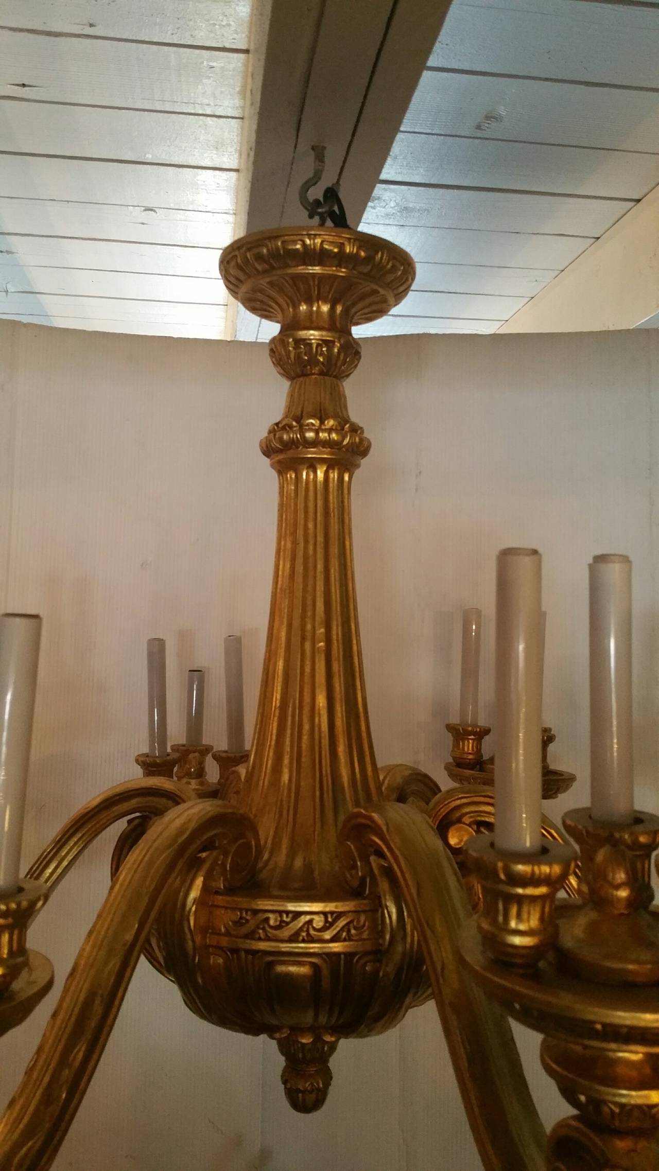 Hand-Carved 19th Century Chandelier In Excellent Condition In Los Angeles, CA