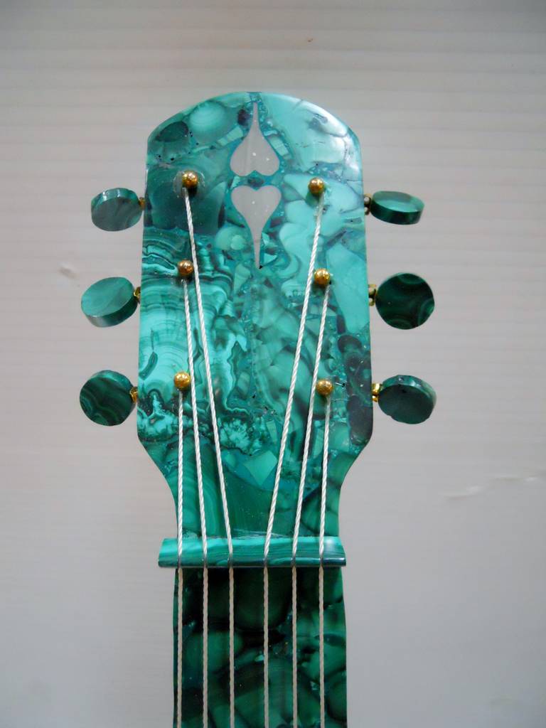 Congolese Great Malachite Guitar Sculpture