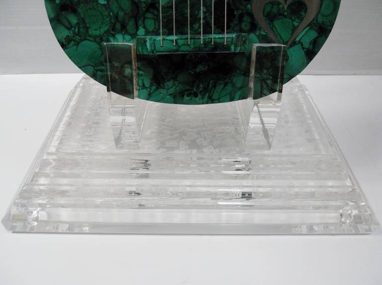 Great Malachite Guitar Sculpture In Excellent Condition In Los Angeles, CA