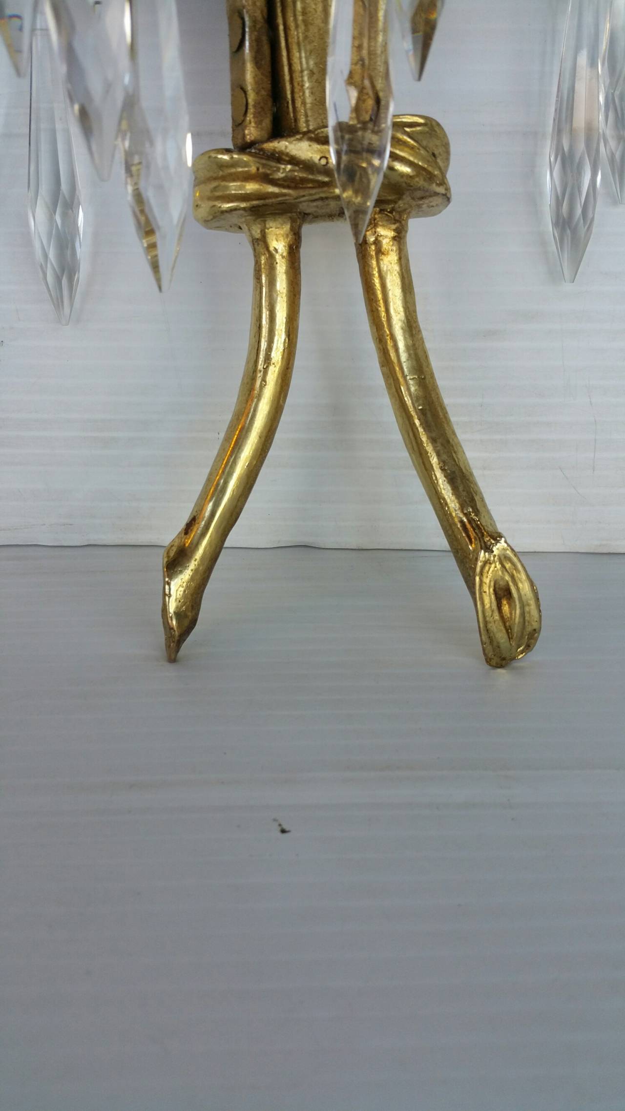Pair of Bronze Palm Leaf Sconces by Josef Hoffmann and Bakalowits For Sale 1