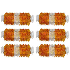 Set of Six Lava Amber Mazzega Sconces