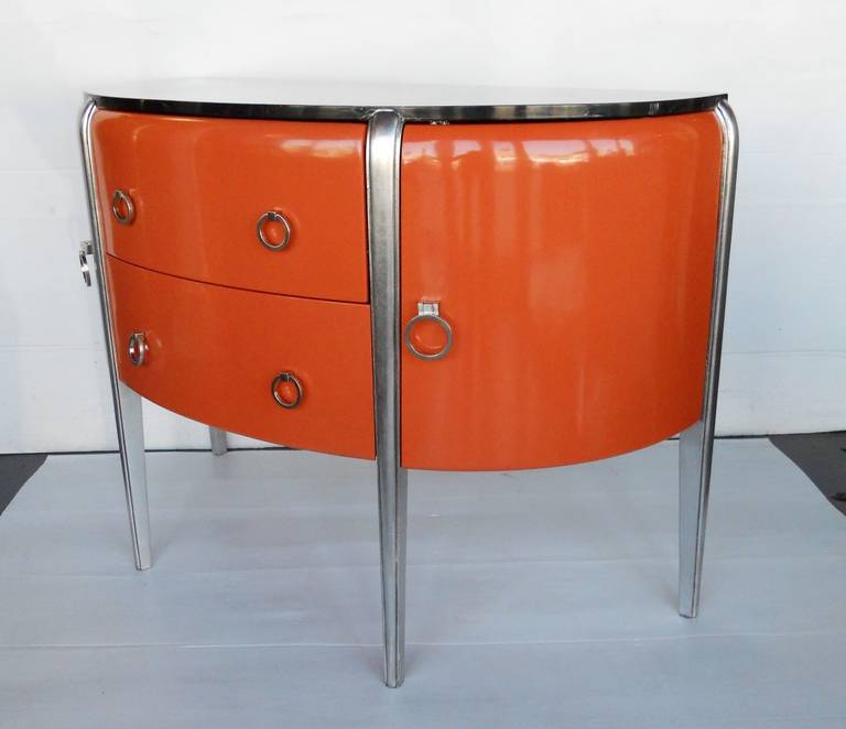 French Pair of Art Deco Demilune Commodes in the Manner of Michel Dufet