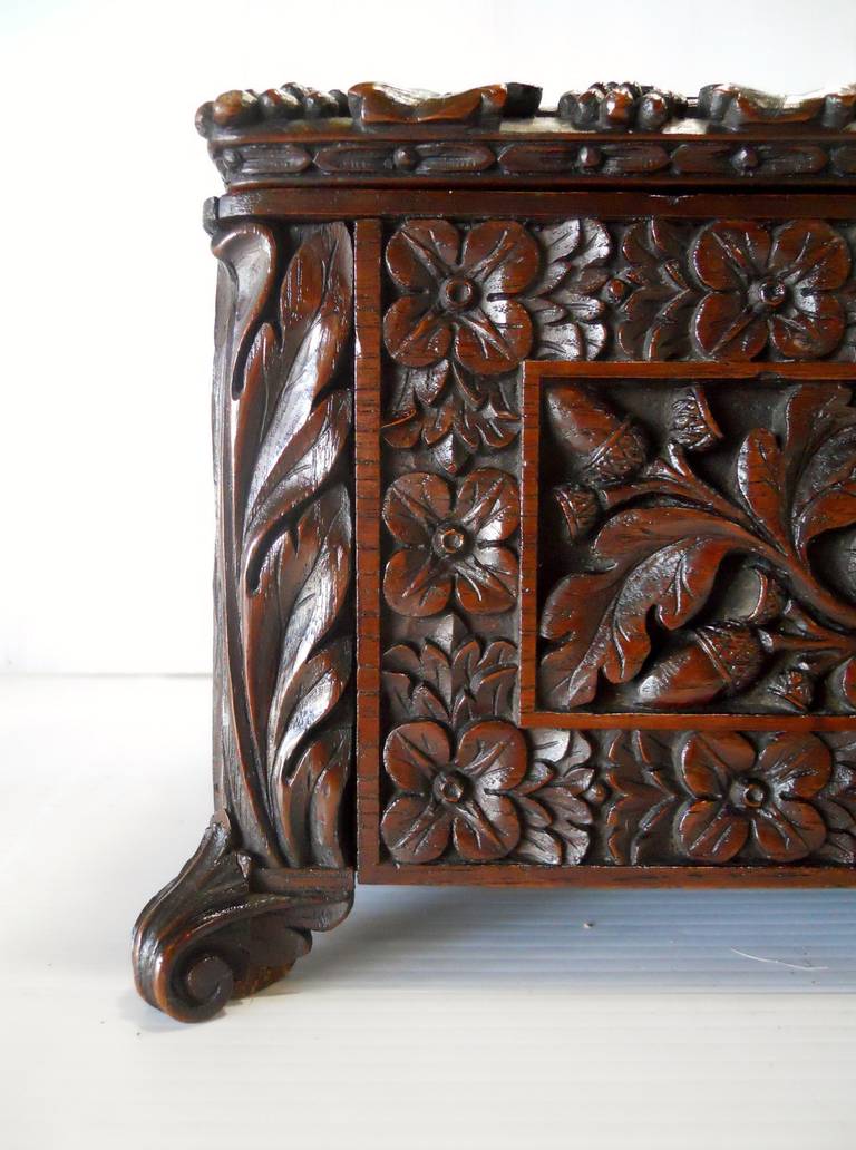 Beautiful European Oak Handcarved Wooden Box 1