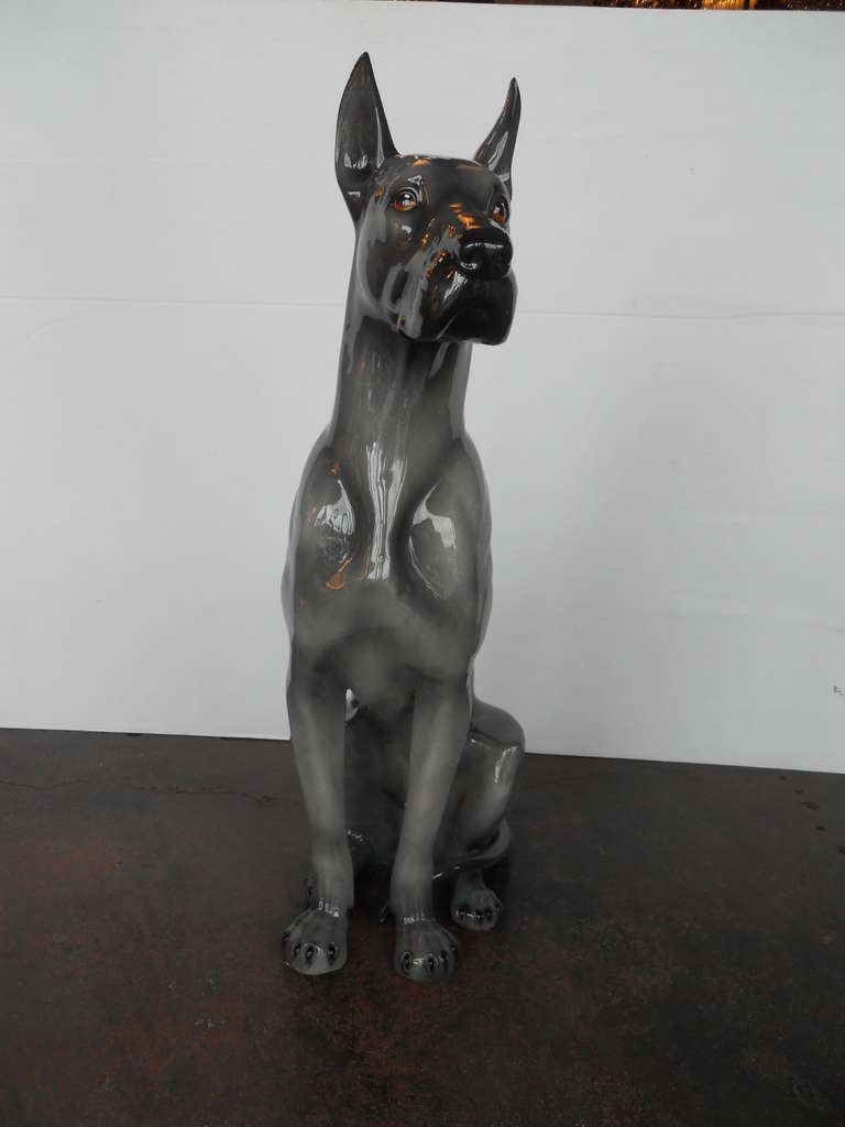 Elegant Set of 2 of Grey Great Danes. Handmade in Italy.
The depth and the length mentioned below is for the base. The Height is the overall height.