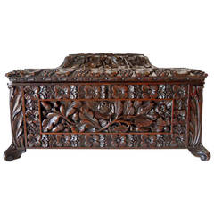 Beautiful European Oak Handcarved Wooden Box