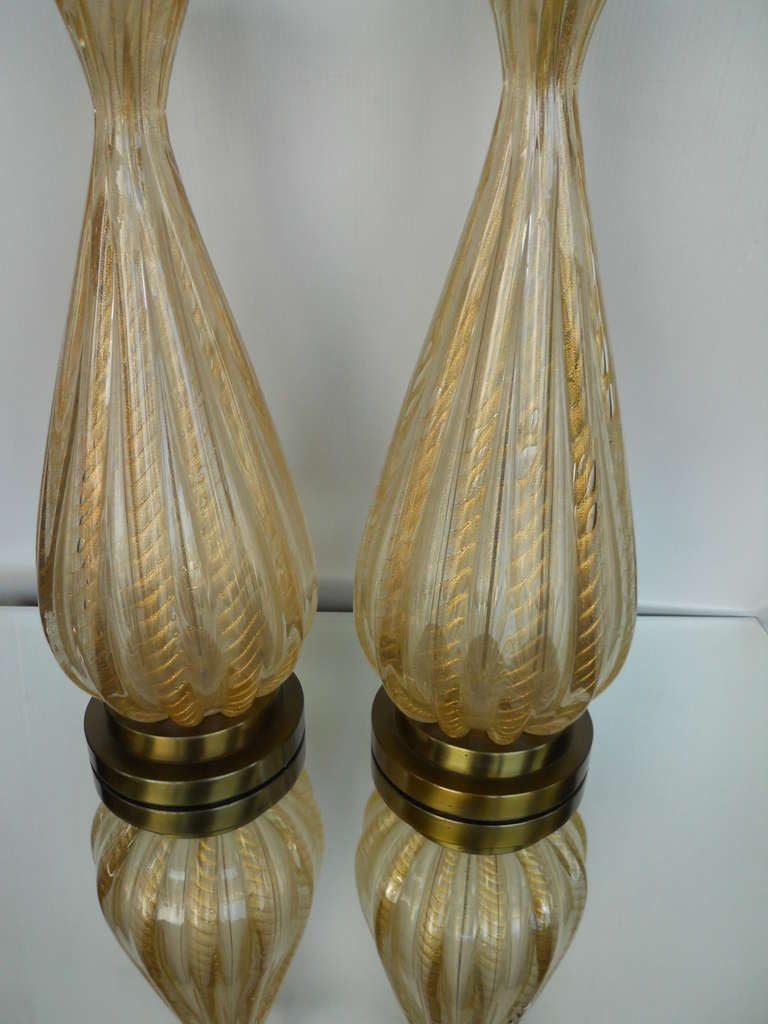 Italian Glamorous Pair of Murano Table Lamps