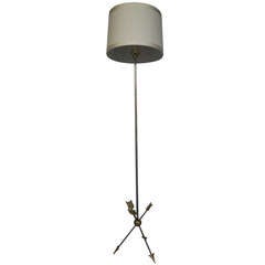 Sleek Maison Jansen Bronze and Steel Floor Lamp