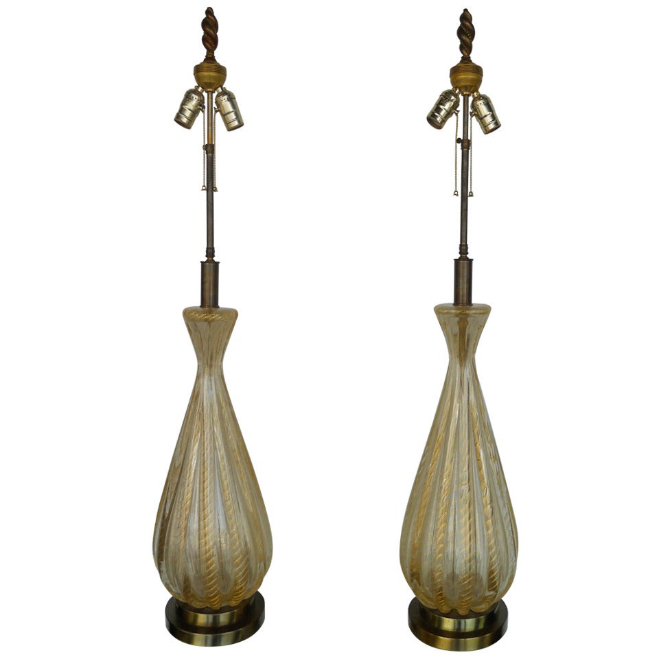 Glamorous Pair of Murano Table Lamps