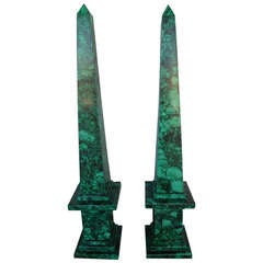 Fine Pair of Malachite Obelisks