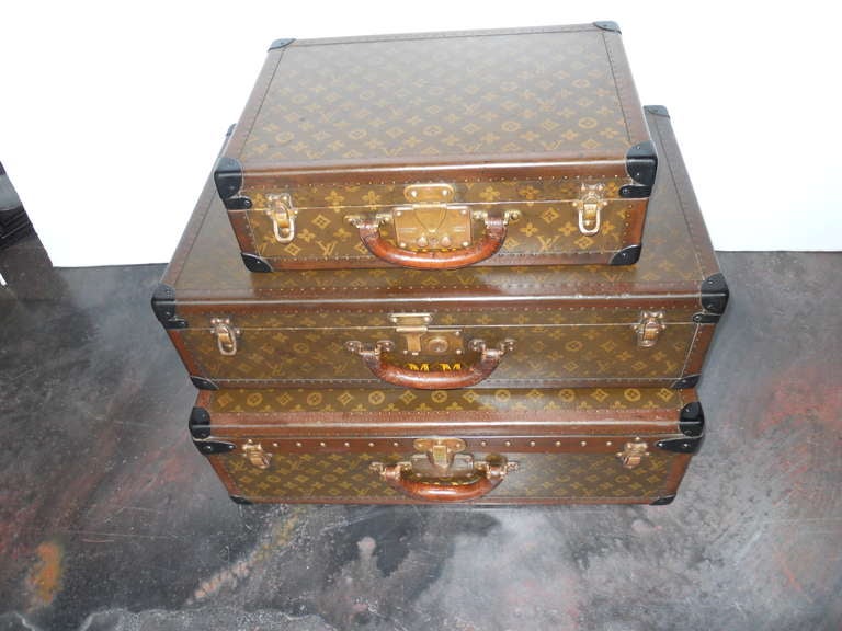 Great Set of 3 Louis Vuitton Vintage Suitcases 
Small: 18