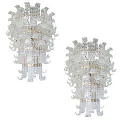 Spectacular Pair of Barovier and Toso "Felci" Chandeliers